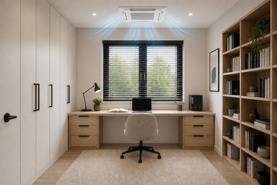 Energiearme staalframewoning met warmtepomp, vloerverwarming en airconditioning