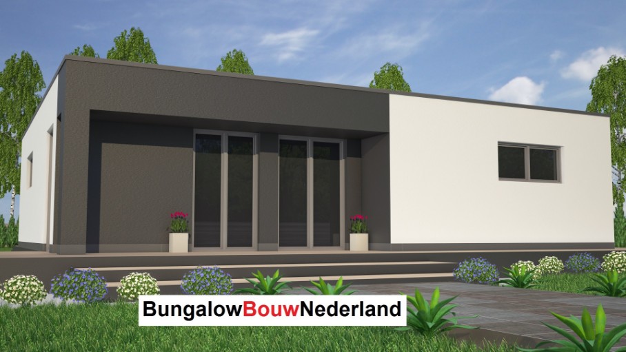 kubistische 1 eenlaagse bungalow met overdekt terras ontwerp en bouw type L24