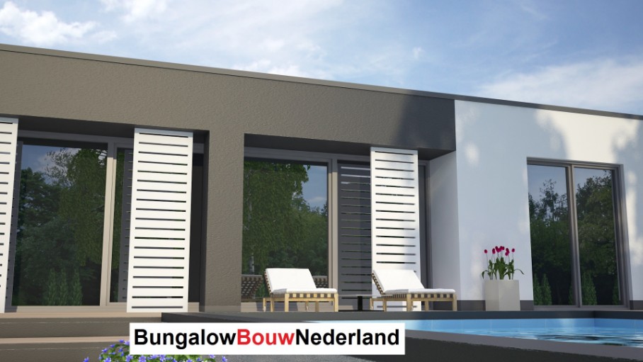 kubistische 1 eenlaagse bungalow met overdekt terras ontwerp en bouw type L24 kubistische 1 eenlaagse bungalow met overdekt terras ontwerp en bouw type L24