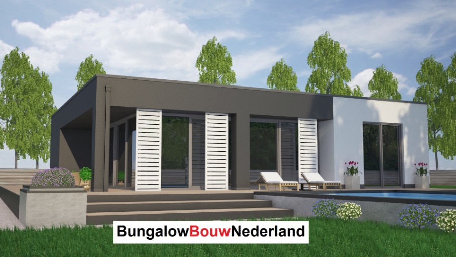 kubistische 1 eenlaagse bungalow met overdekt terras ontwerp en bouw type L24 kubistische 1 eenlaagse bungalow met overdekt terras ontwerp en bouw type L24