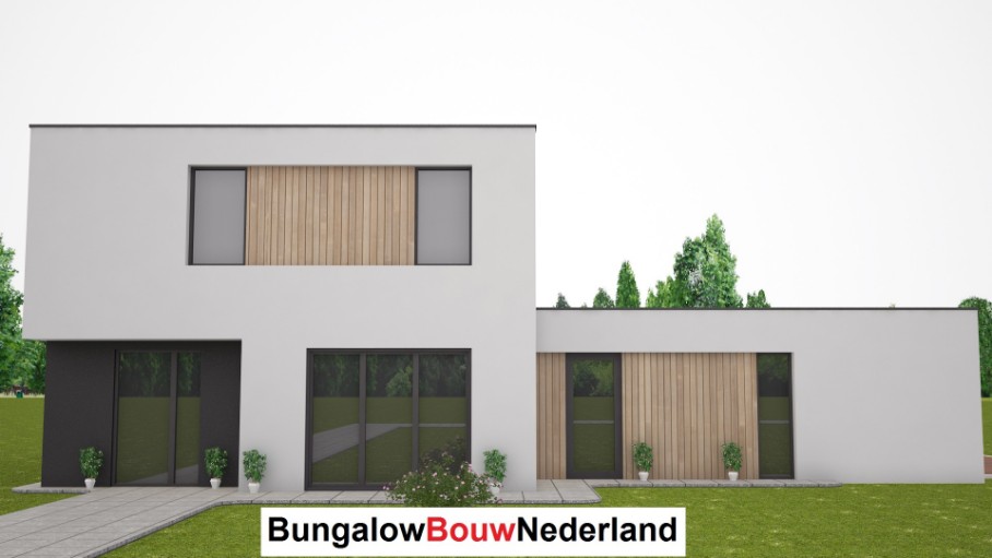 kubistische woning met gasten verblijf gelijkvloers leven senioren ontwerp H204