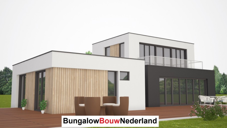 kubistische woning met gasten verblijf gelijkvloers leven senioren ontwerp H204