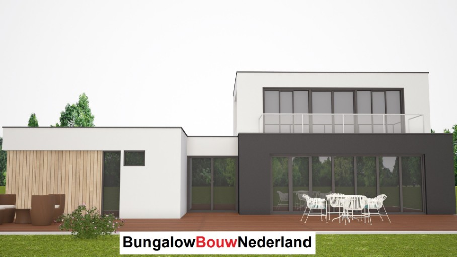 kubistische woning met gasten verblijf gelijkvloers leven senioren ontwerp H204