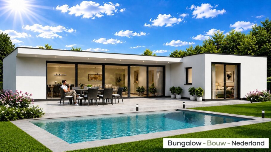 Moderne levensloopbestendige bungalow C101 met plat dak en carport
