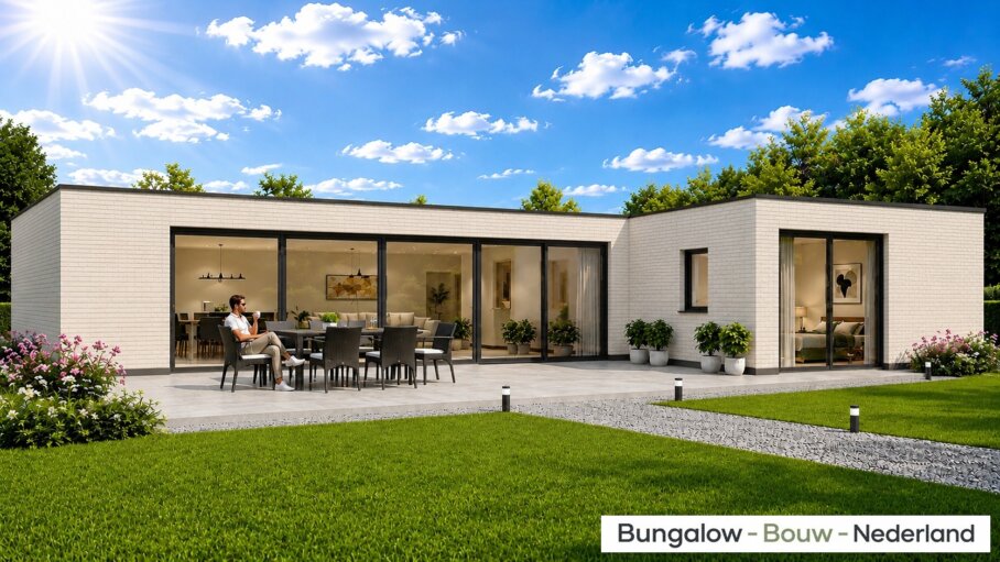 Moderne levensloopbestendige bungalow C101 met plat dak en carport