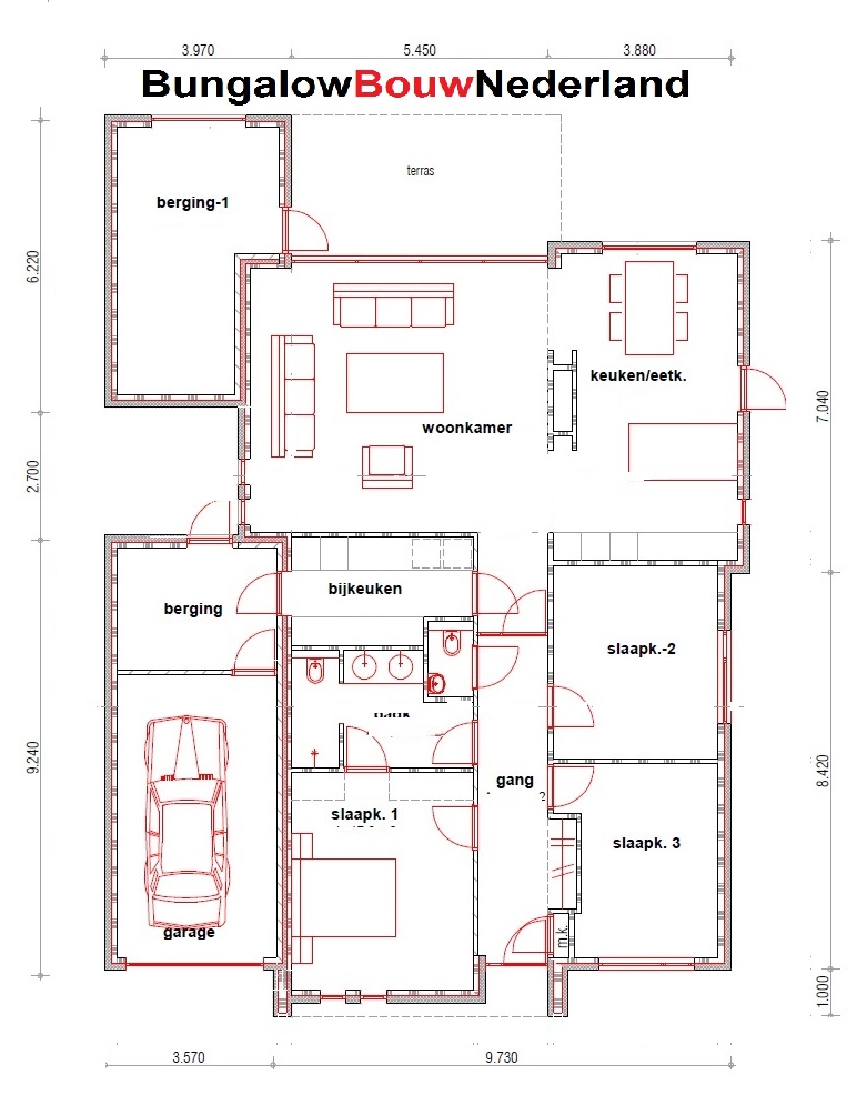 levensloopbestendige bungalow met verhoogd dak plattegrond indeling L27