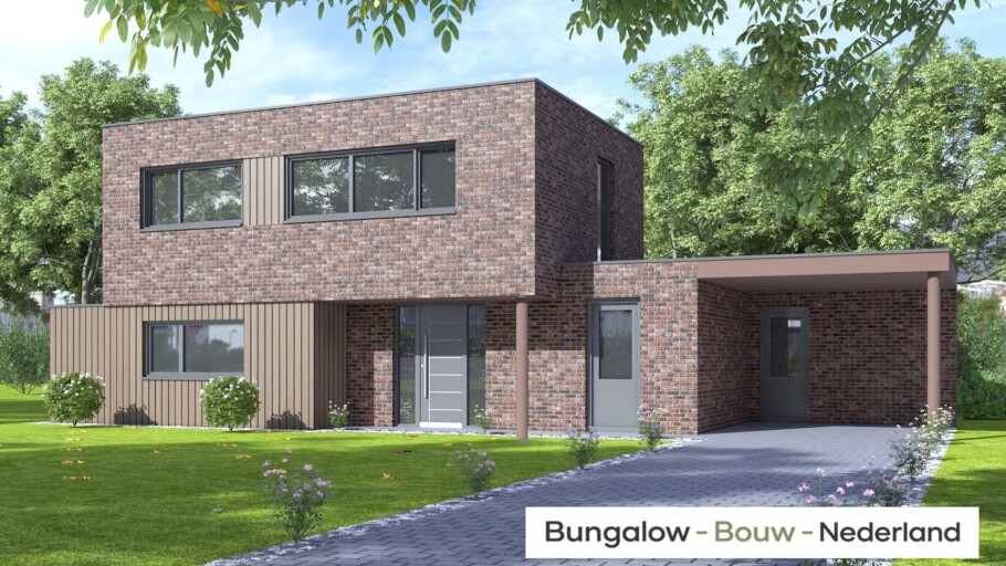 Bungalowbouw Nederland H392 gelijkvloerse woning met kleine verdieping door  staalframebouw nederland