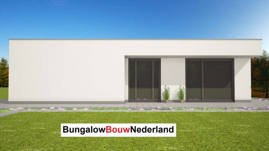 modern bungalow catalogus ontwerp met plat dak overdekt terras veel glas type L73 