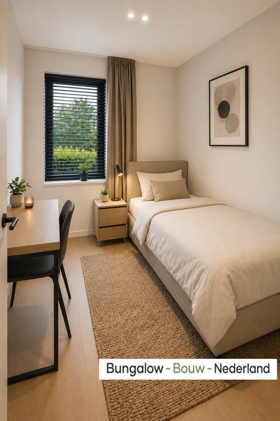 Interieur inspiratie voor bungalow L154 LK met plat dak en prefab staalframebouw constructie