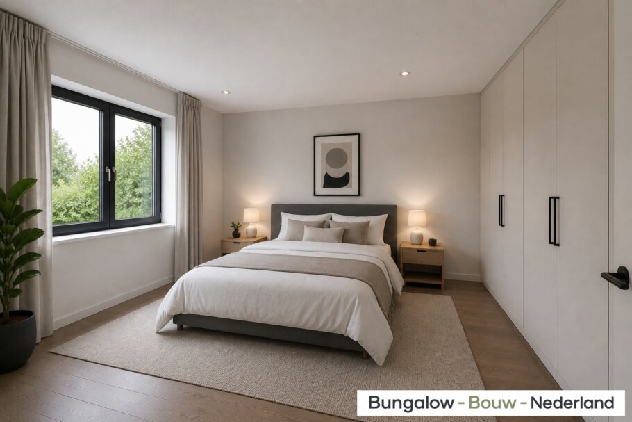 Modern interieur van kubistische woning H-257 met leefkeuken en grote glaspartijen