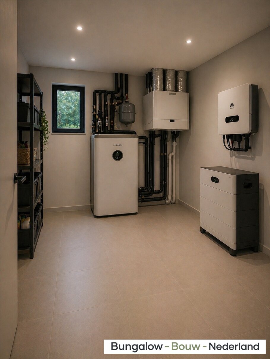 Lichte moderne woonkamer met leefkeuken, grote schuifpuien en uitzicht op de tuin