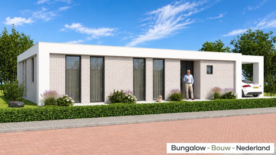 Moderne bungalow L-157 met plat dak en garage