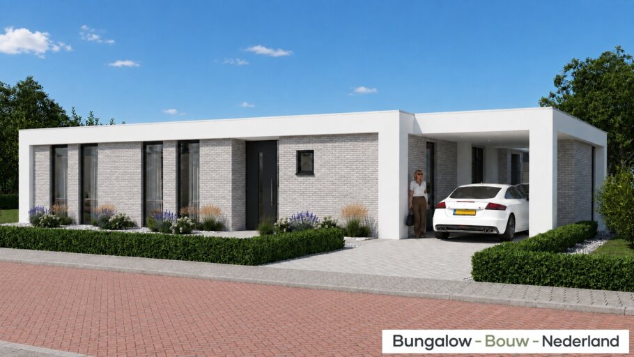 Moderne bungalow L-157 met plat dak en garage
