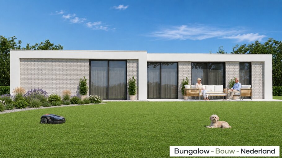 Moderne bungalow L-157 met plat dak en garage