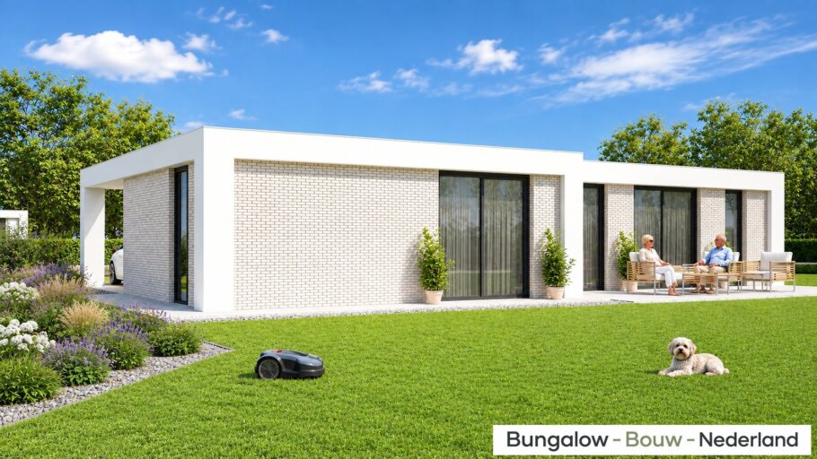 Moderne bungalow L-157 met plat dak en garage