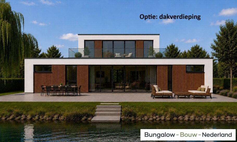 L-198 moderne gelijkvloerse bungalow met plat dak en 3 slaapkamers