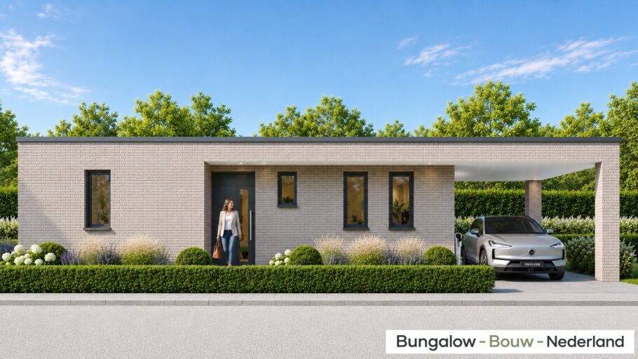 Moderne gelijkvloerse bungalow L-166 met carport en overdekt terras