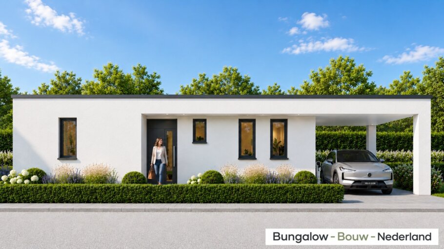 Moderne gelijkvloerse bungalow L-166 met carport en overdekt terras