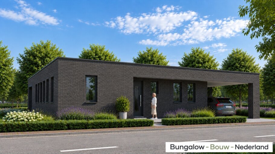 Moderne gelijkvloerse bungalow L-166 met carport en overdekt terras