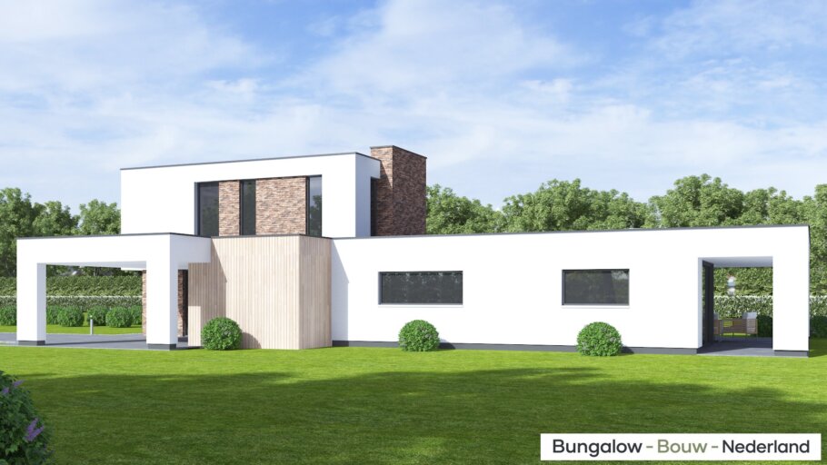 Moderne kubistische levensloopbestendige woning H-394 met twee bouwlagen en plat dak