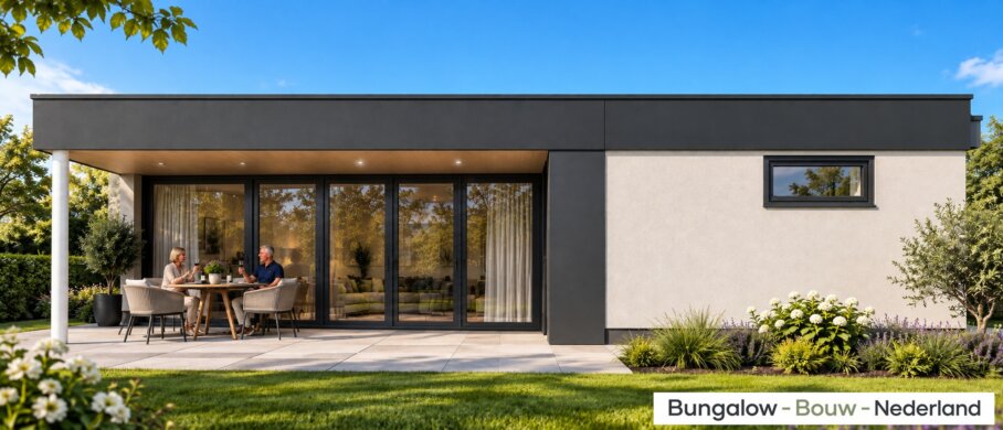 Moderne gelijkvloerse levensloopbestendige bungalow L-145 van BungalowBouwNederland