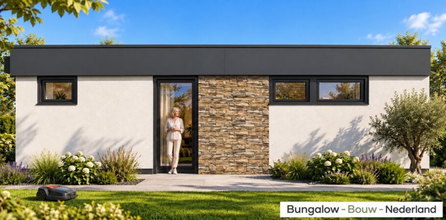 Moderne gelijkvloerse levensloopbestendige bungalow L-145 van BungalowBouwNederland