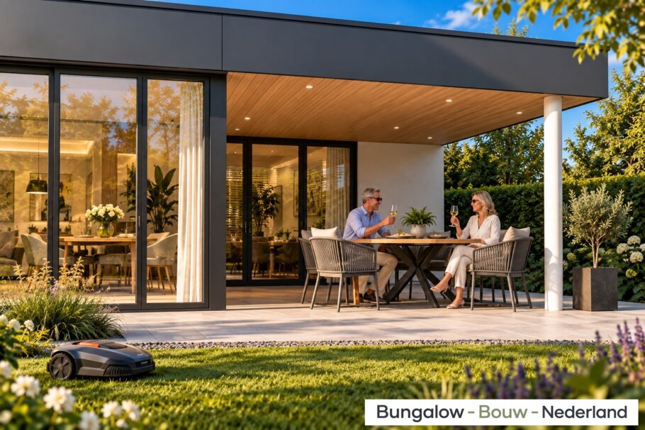 Moderne gelijkvloerse levensloopbestendige bungalow L-145 van BungalowBouwNederland
