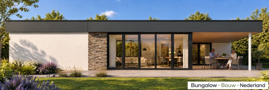 Moderne gelijkvloerse levensloopbestendige bungalow L-145 van BungalowBouwNederland