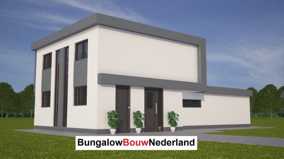 moderne kubistische woning gelijkvloers wonen met kleine verdieping H77