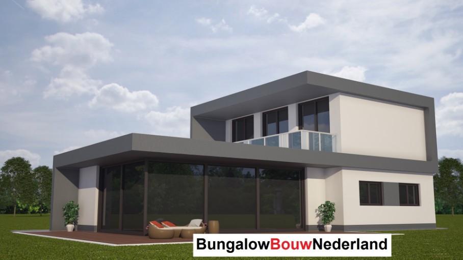 moderne kubistische woning gelijkvloers wonen met kleine verdieping H77