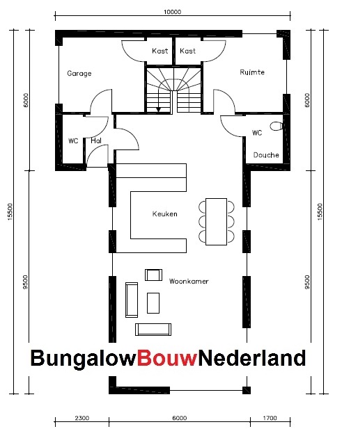 moderne kubistische woning gelijkvloers wonen plattegrond indeling H77