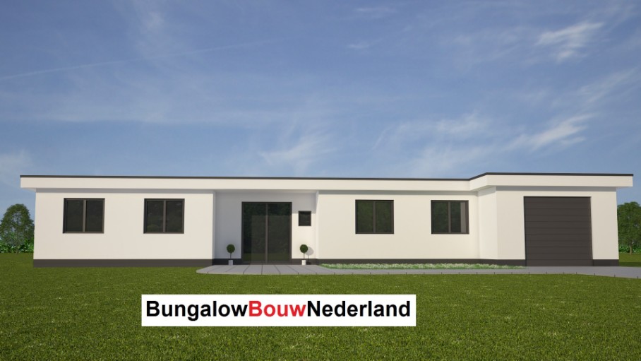 moderne witte bungalow met veel glas en ramen tpye L23