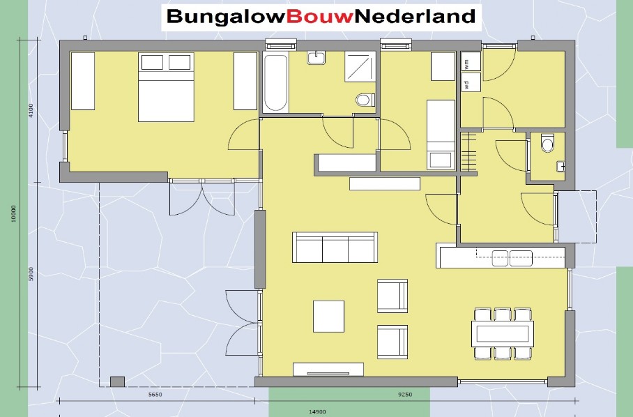 mooi modern bungalow ontwerp bouwen plattegrond indeling L35