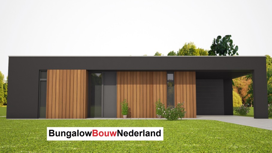 mooie moderne bungalow met plat dak bouwen met staalframe type L69