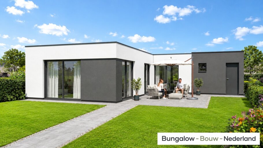 Levensloopbestendige bungalow L-178 met plat dak en garage