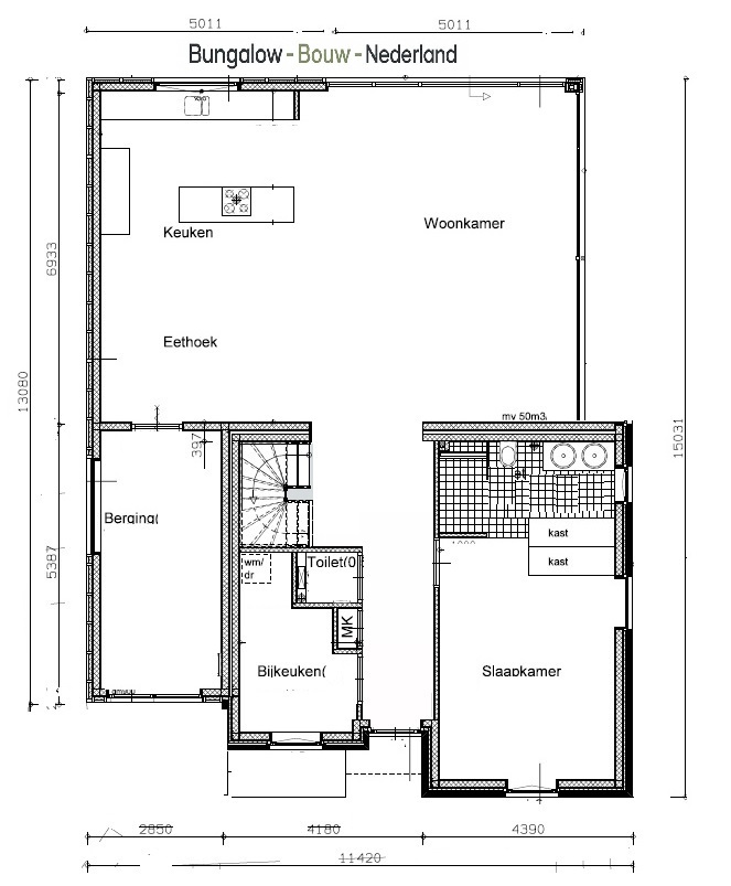 Belijk de Plattegronden en indelingen H-257 moderne kubistische woning met plat dak, grote glaspartijen en levensloopbestendige indeling