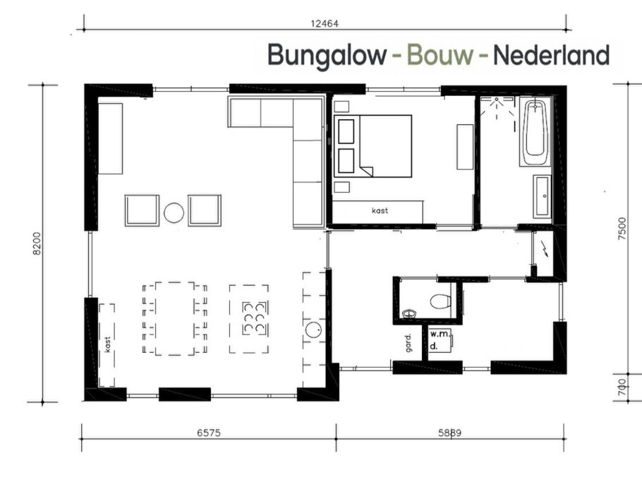 Betaalbare 100 m2 bungalow met laag hellend dak L-154 LK