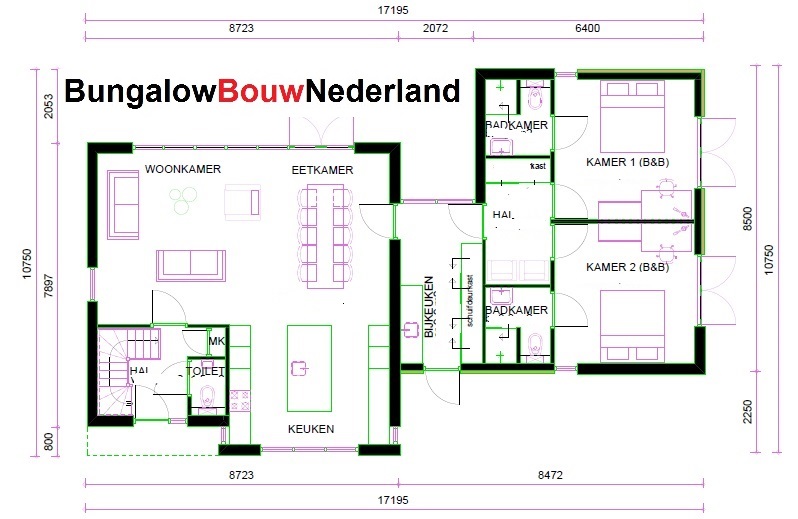 plattegrond indeling kubistische woning met gasten verblijf gelijkvloers leven senioren ontwerp H204