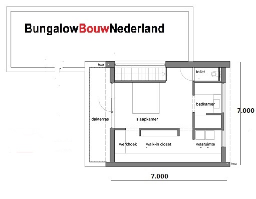 plattegrond indeling kubuswoning gelijkvloers wonen en slapen met kleine verdieping H87 