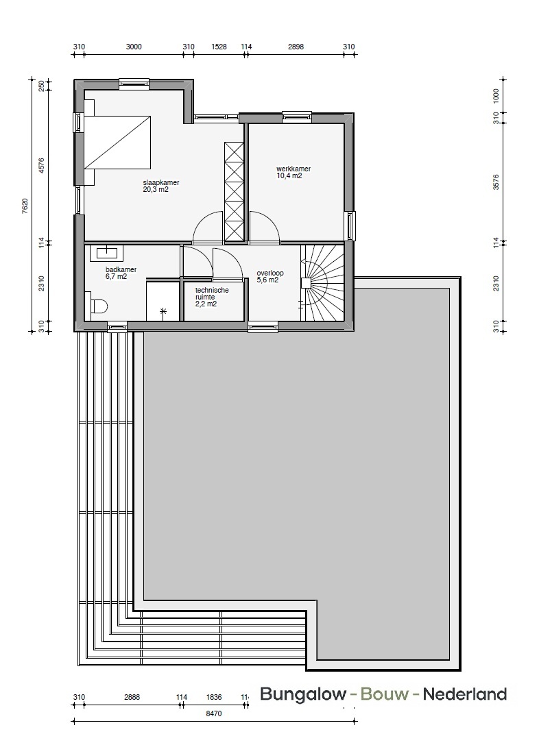 Bungalowbouwnederland H329 levensloopbestendig met gastenverdieping staalframebouw  