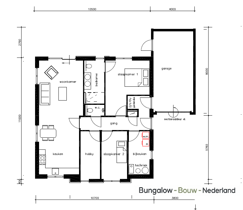 Moderne gelijkvloerse bungalow L-152 met garage