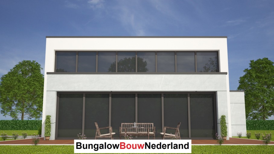 plattegrond indeling moderne kubistische woning slapen begane grond met verdieping H30 