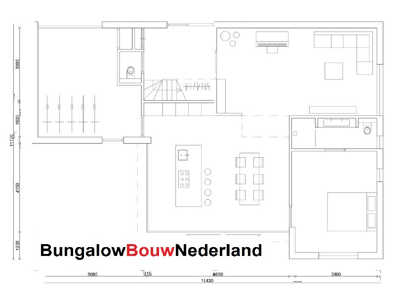 plattegrond indeling moderne woning slaapkamer begane grond H260