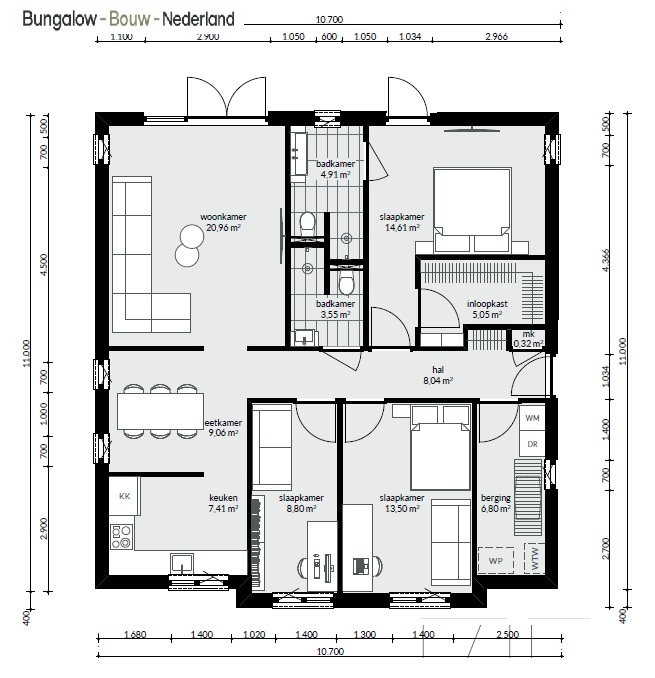 meerder efficiente plattegronden en indelingen gelijkvloerse bungalow type 60