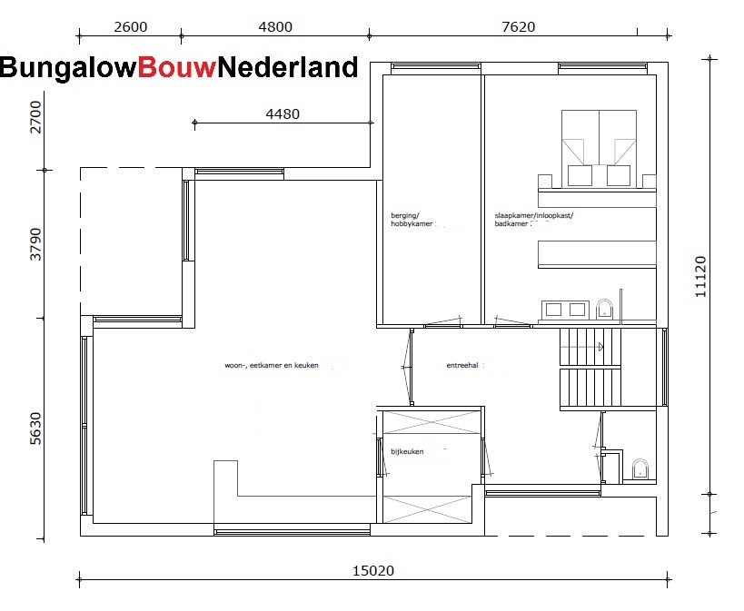 plattegrond levensloopbestendige gelijkvloerse bungalow H255