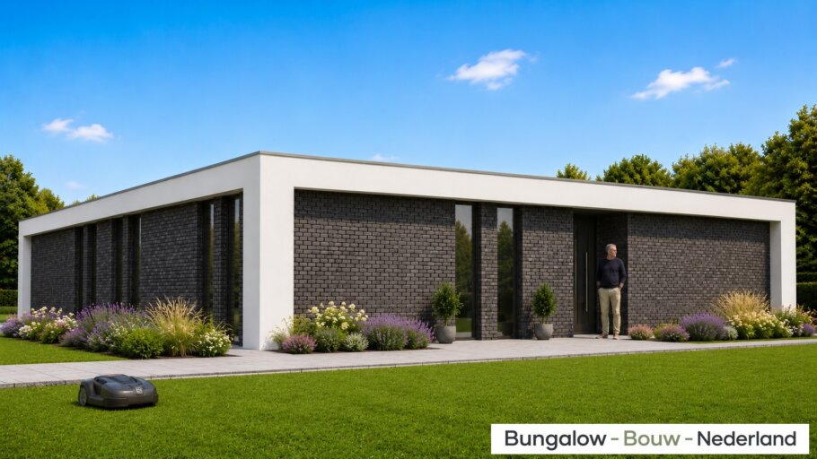 Royale moderne bungalow L-42 met plat dak en groot terras