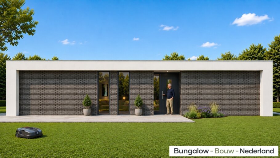 Royale moderne bungalow L-42 met plat dak en groot terras