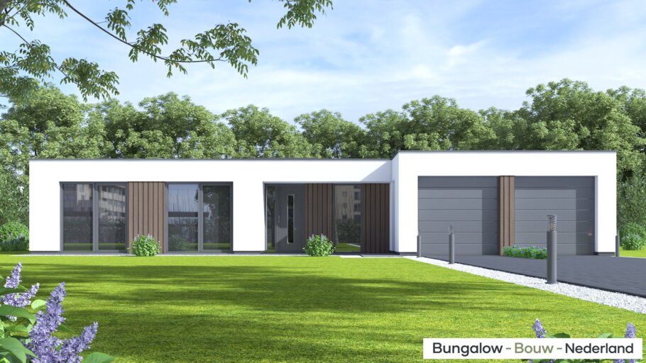 Moderne bungalow L-170 met verhoogde woonkamer en hoog plafond