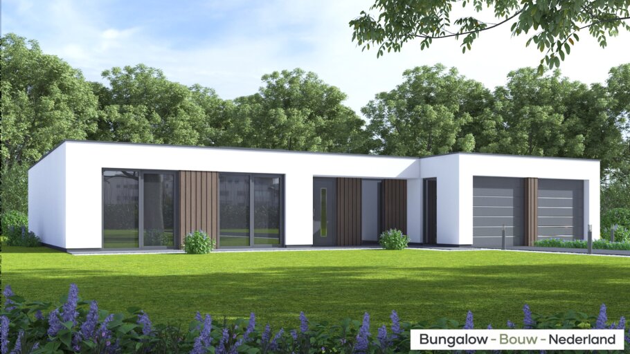 Moderne bungalow L-170 met verhoogde woonkamer en hoog plafond