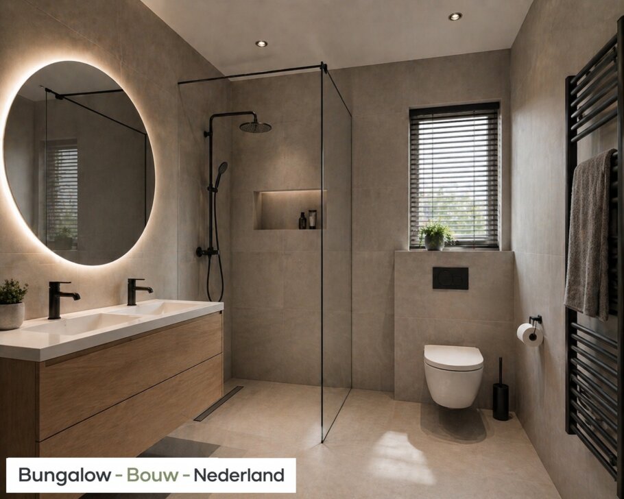 Modern interieur van een levensloopbestendige bungalow met veel licht en luxe afwerking